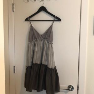 $350 Ella Moss Silk Tiered Striped Dress (S)